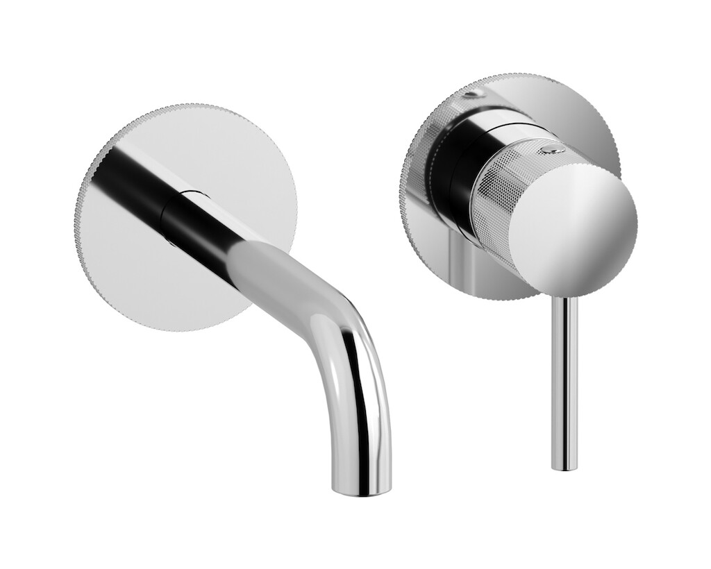 Встроенный в стену смеситель для раковины на 2 отверстия в комплекте с донным клапаном. WE ARE IB id406cc Chrome Industria