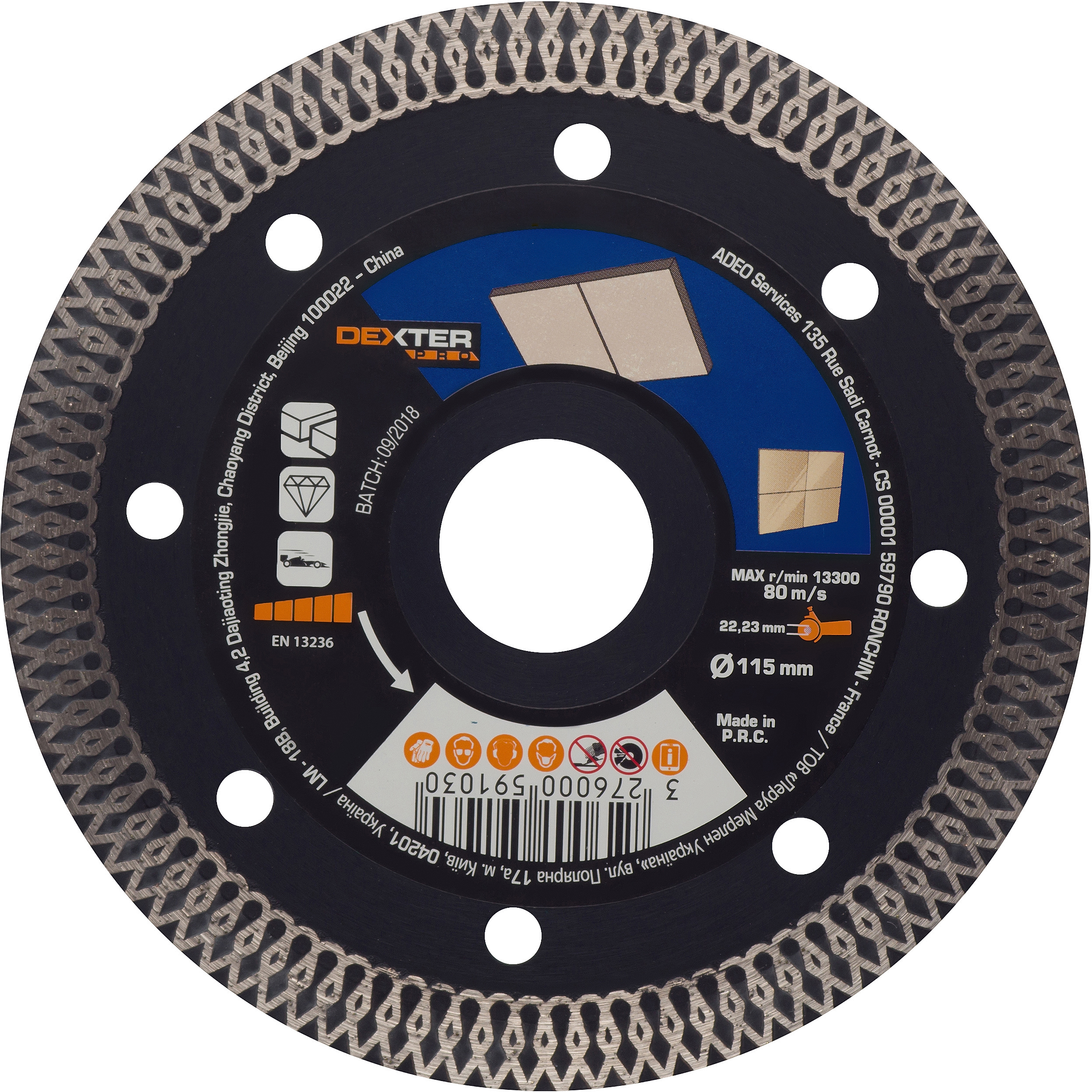 Алмазный диск Dexter Pro для резки керамогранита 115 мм 82007406