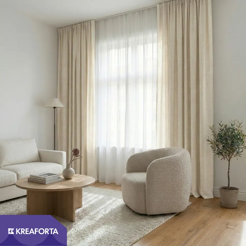 Штора на ленте со скрытыми петлями KREAFORTA Etienne 200x280 см золотой STLM-2148625 - Вид №4