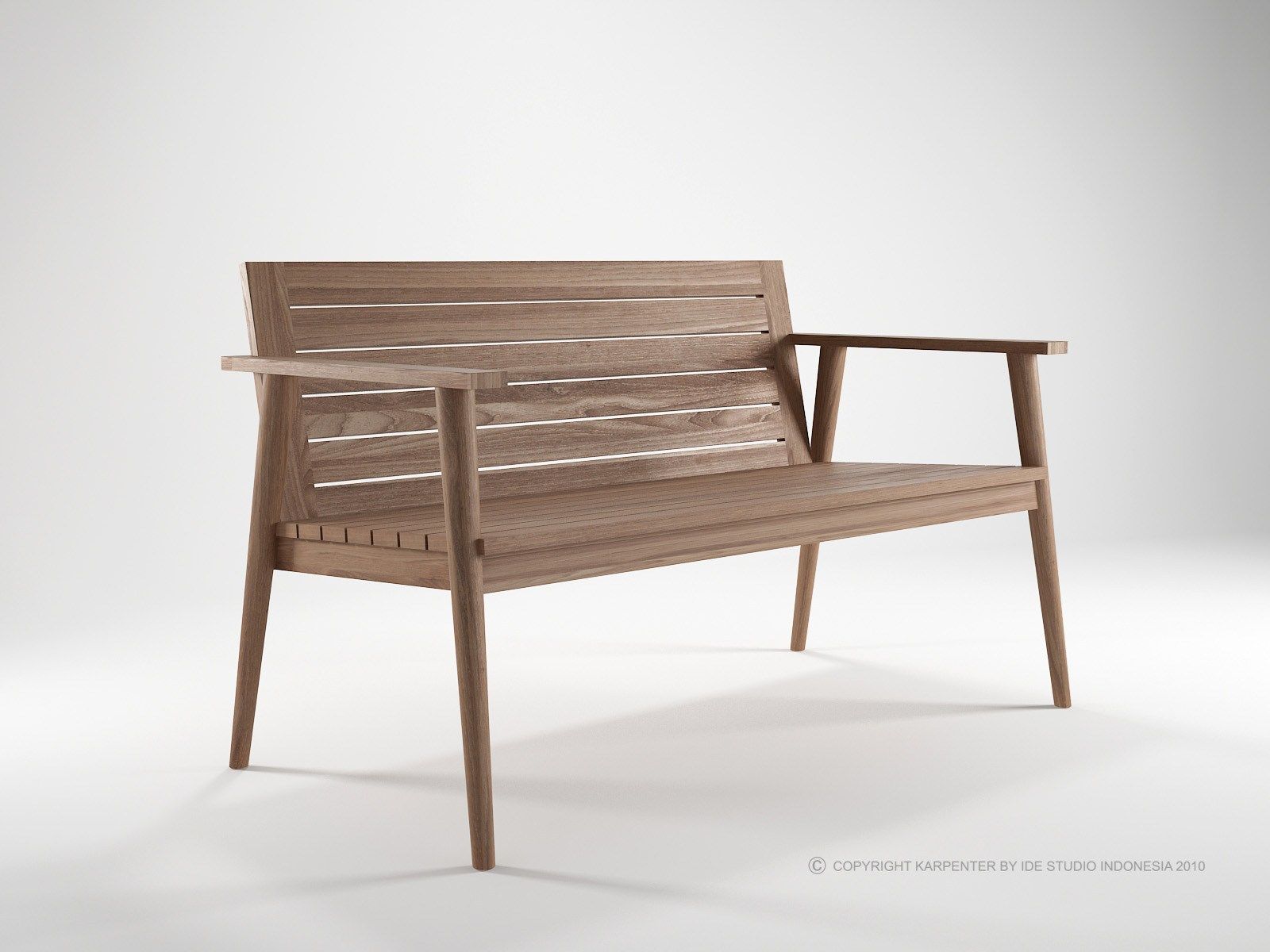 Садовая скамейка из тикового дерева с подлокотниками KARPENTER Vintage Outdoor ARCH-00089422 - Вид №4