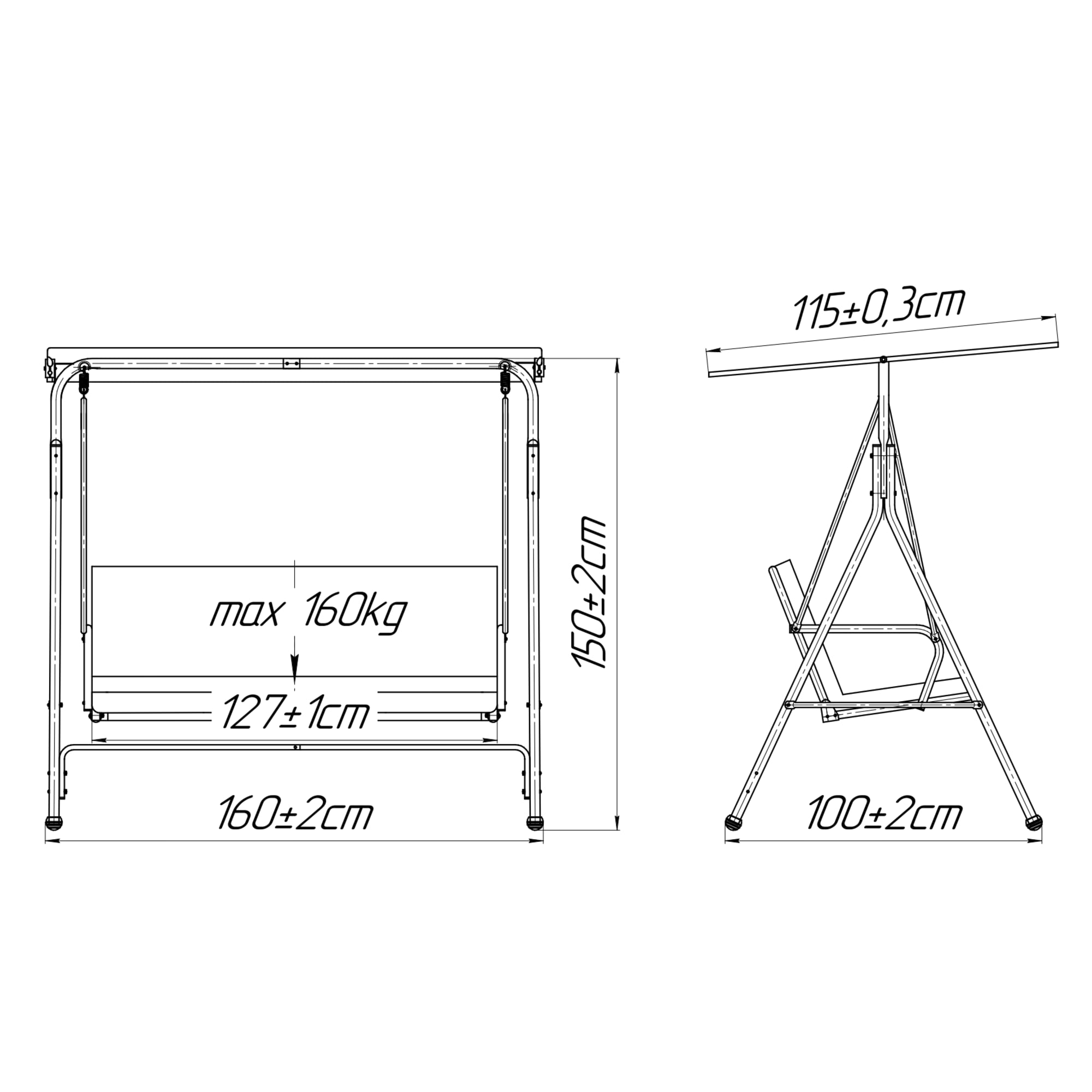 82492355 Качели садовые 2-х местные (до 160 кг) зеленый/ бежевый/ красный Santreyd  - Вид №3