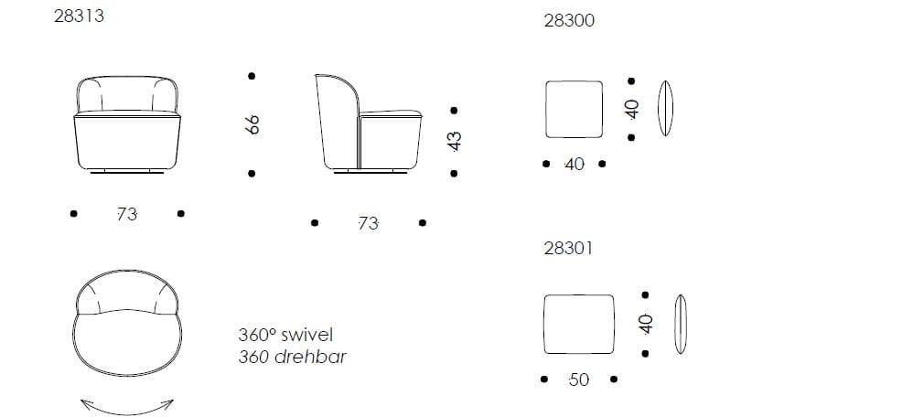 Ткань поворотный стул Wittmann Bun ARCH-00028709 - Вид №3