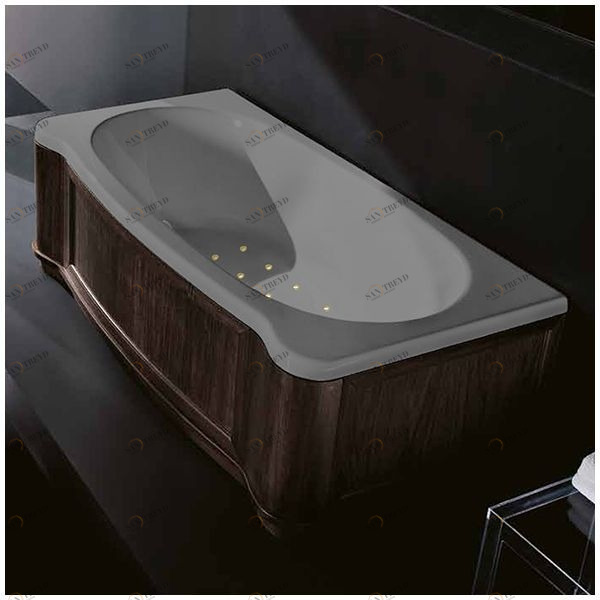 Ванна Gruppo treesse New Classic Young STA-V674C-SX-WV-SEZ серая с золотой фурнитурой с аэромассажем прямоугольная левая дерево венге STAV674CSXWVSEZ