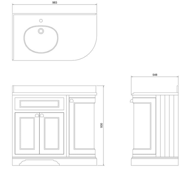 Деревянный угловой умывальник с дверцами Burlington MINERVA ARCH-00071219 - Вид №19