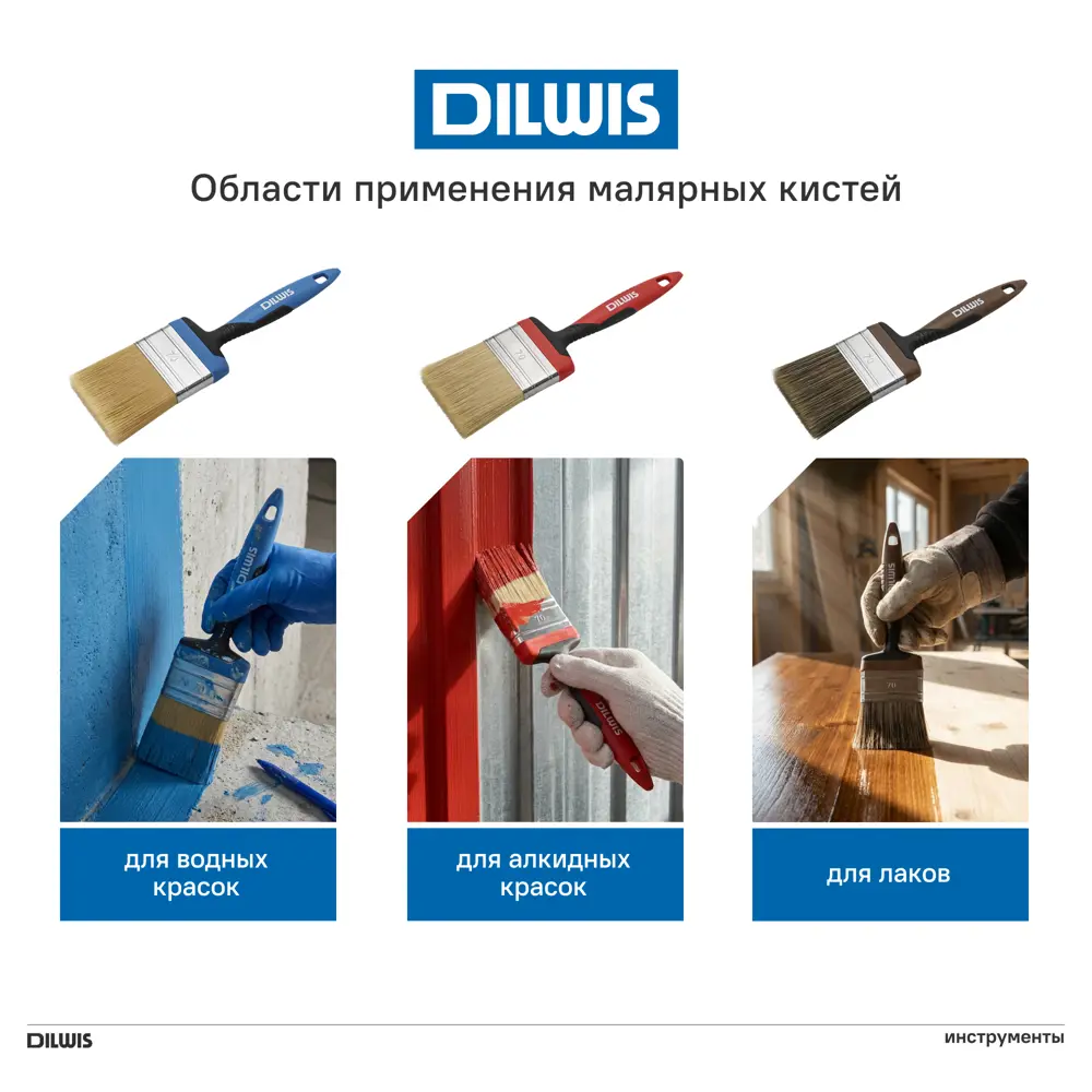 Кисть плоская для водных красок 50 мм DILWIS синтетическая щетина STLM-2167630 - Вид №3