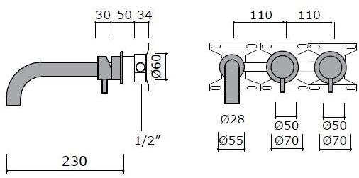MINA Настенный комплект для ванны Stiriana 6628 - Вид №1