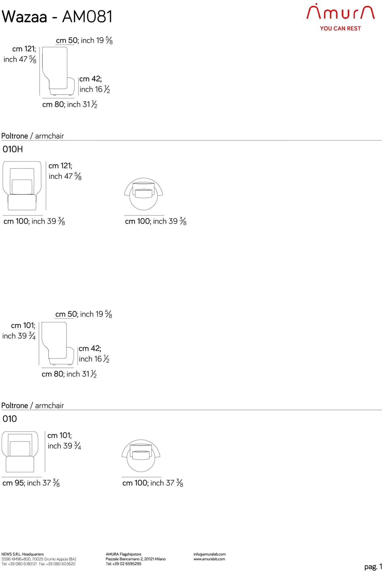 AMURA 2-х местный диван с высокой спинкой Wazaa Am081.020 - Вид №5