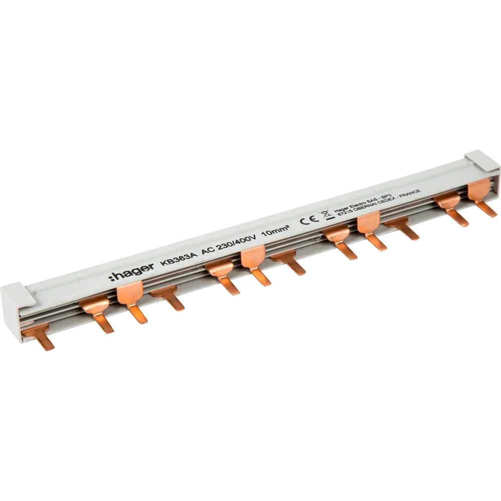 Шина гребенчатая Hager 3 полюса, 12 модулей, медь STLM-2141146