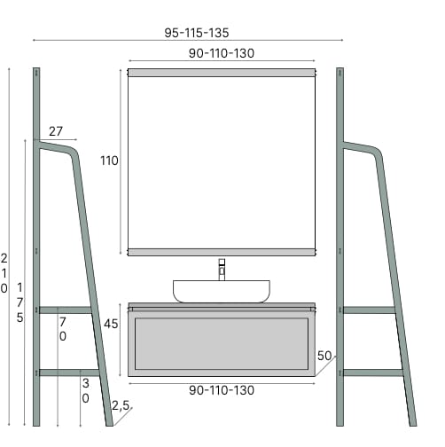 Напольная раковина из ясеня с зеркалом Gaia Mobili Contemporary ARCH-00003243 - Вид №4