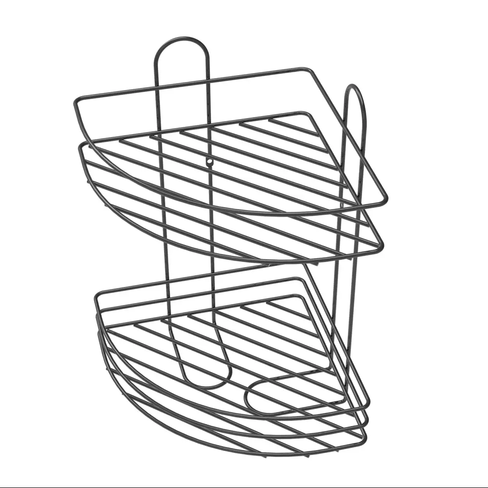 Полка для ванной Lemer Nil двухъярусная 23x23 см металл цвет графит STLM-2204527 - Вид №3