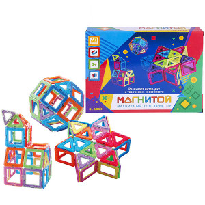 GL-1013 Конструктор магнитный Звезда (40 деталей, 16 - с окном) Магнитой