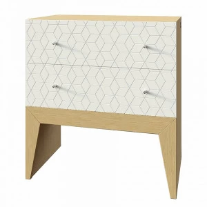 Тумбочка прикроватная белая с 2 ящиками с рисунком "Ромб" Still New BRAGIN DESIGN  256439 Бежевый;белый