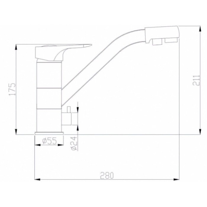 Steel Hammer SH 321 Black CR Смеситель для кухни Zorg 175 x 280  - Вид №2