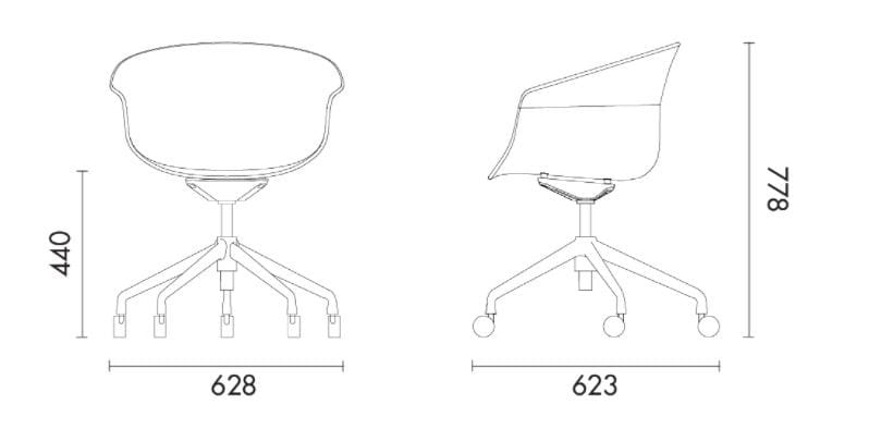 Вращающееся офисное кресло из полипропилена с 5 спицами Grado Design ARCH-00150647 - Вид №5
