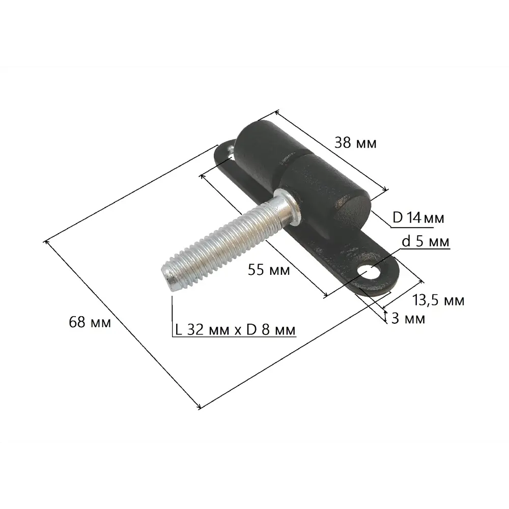 Петля ввертная ПВО-4, ø8 мм сталь цвет черный ЛЕВША STLM-2121177 - Вид №3