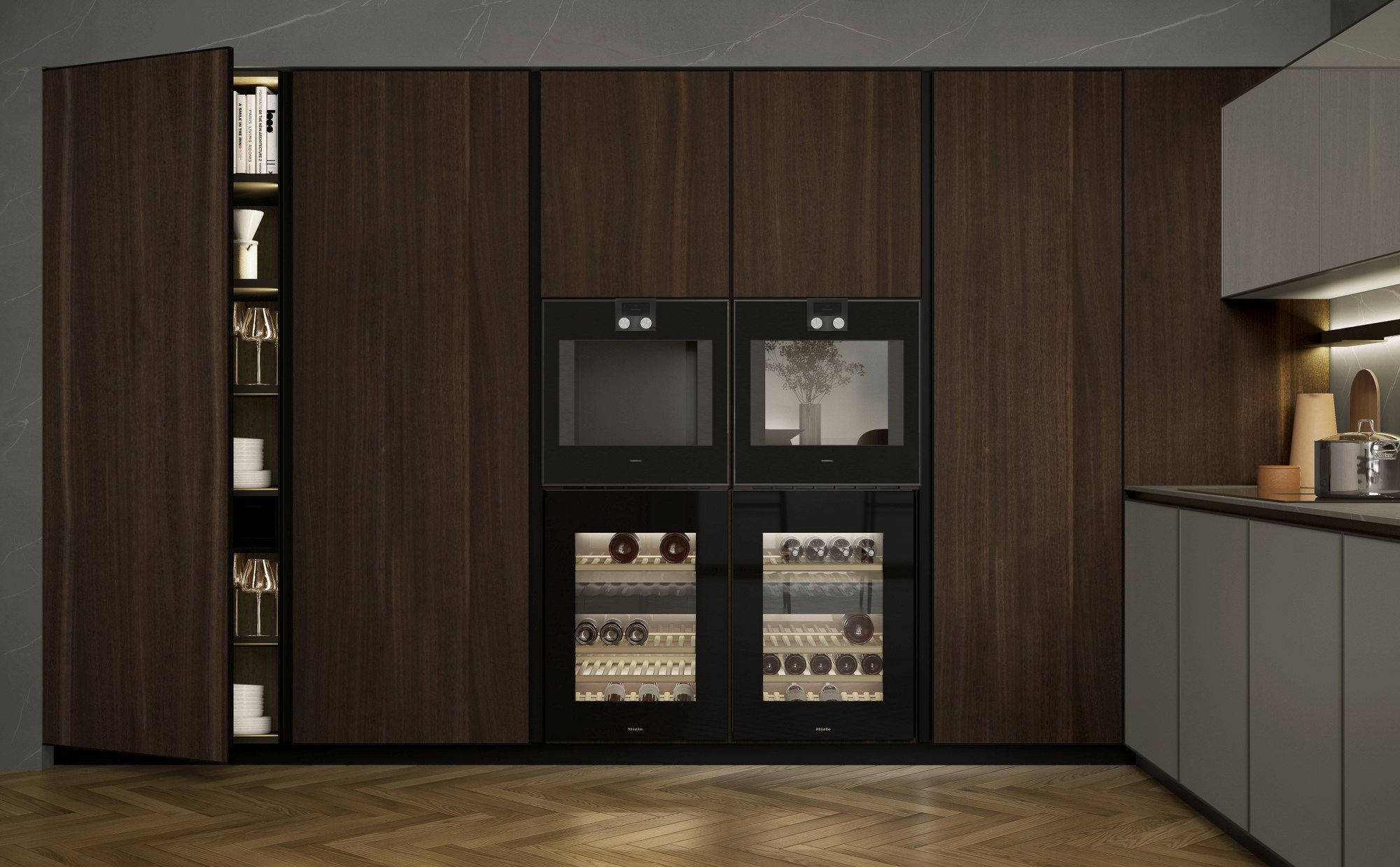 Встроенная кухня без ручек с полуостровом Composit Blend ARCH-00059348 - Вид №2