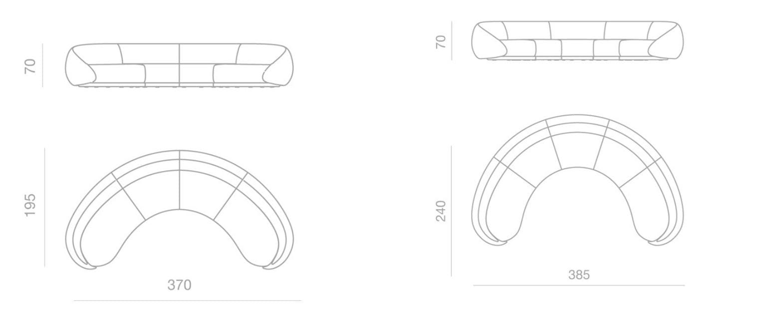 5-местный изогнутый тканевый диван GHIDINI1961 объятия ARCH-00095209 - Вид №14