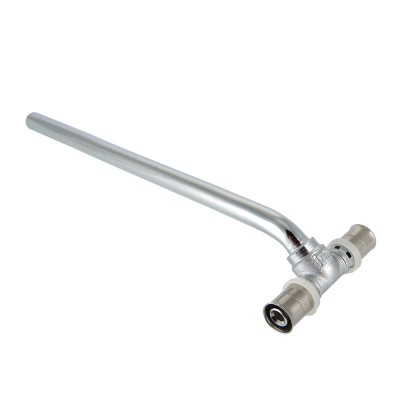 VTm.282.RHN.201516 Пресс-фитинг – тройник с хромированной трубкой Valtec 15 мм, 20х15х16 мм, 70 см 