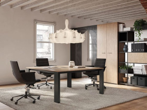 Стол для совещаний из алюминия и дерева