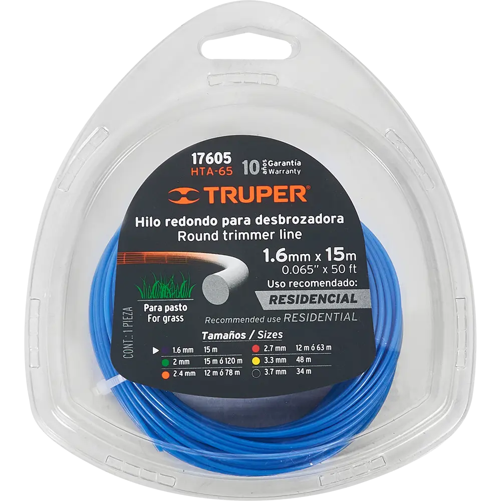 Леска для триммера Truper 17605 ø1.6 мм 15 м круглая Santreyd STLM-2100354