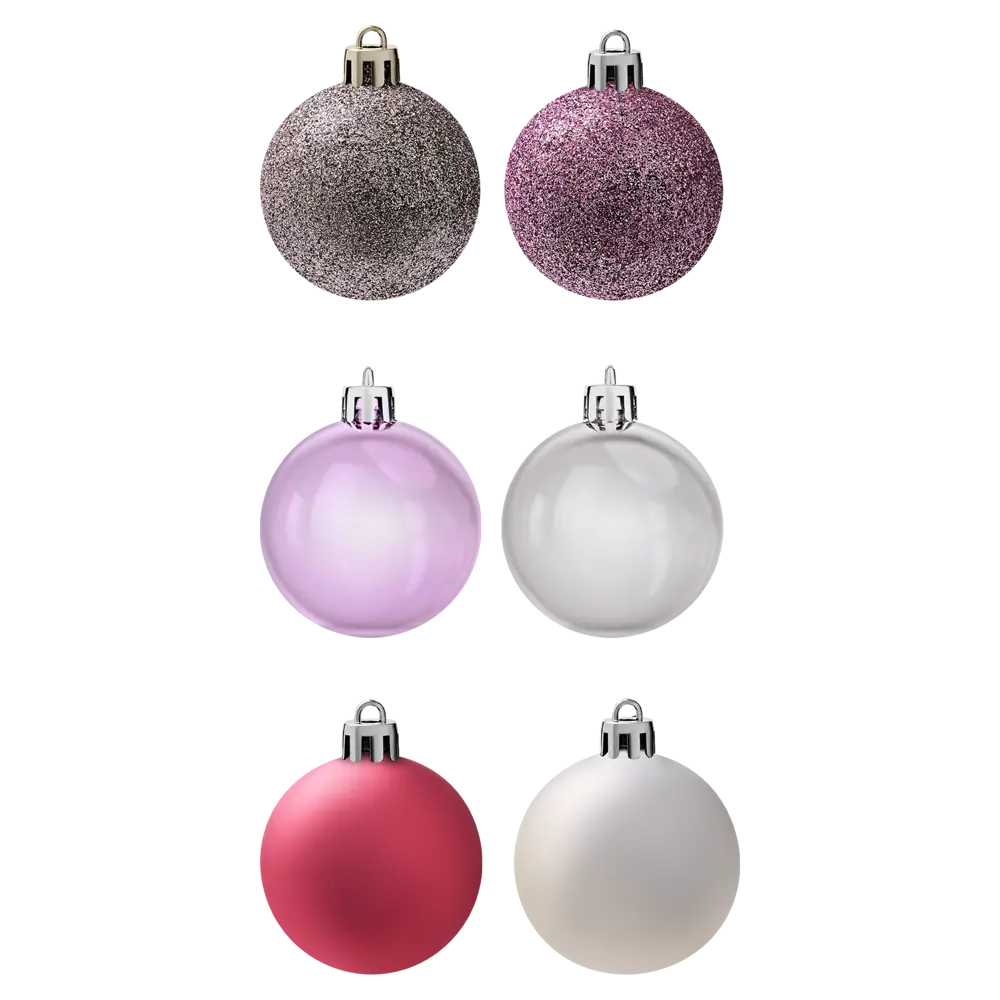 Набор елочных шаров KREAFORTA розовые с блестками 12 шт. ø5 см 89420540 STLM-1580483 - Вид №1