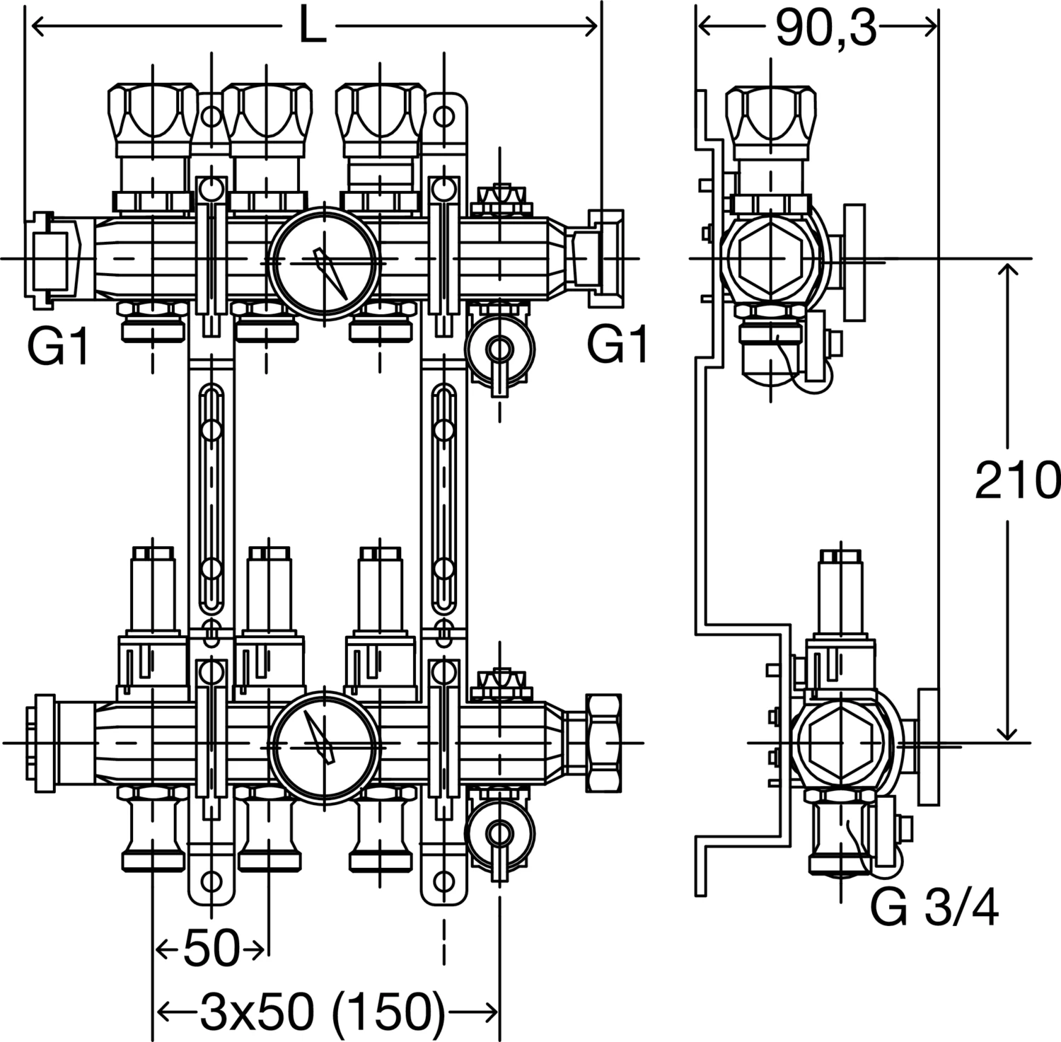 599 652 *) Модель 1004 Трубопроводные системы  Fonterra панельное отопление  Коллекторы  Коллекторы Santreyd  - Вид №2