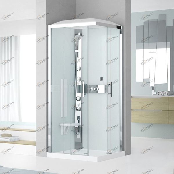 Душевая кабина термостатическая 80x80 GLAX 3 A80 HYDROMASSAGE Novellini GLAX 3 с низким душевым поддоном, серебристым профилем и крышей GL3A80T1F1B