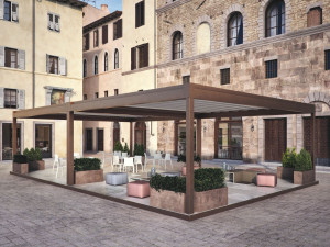 Моторизованная самонесущая беседка с раздвижной крышкой