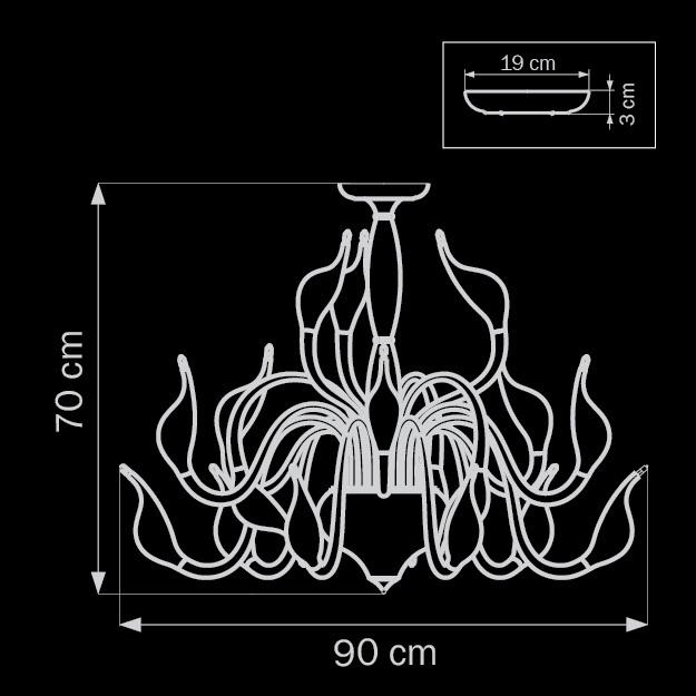 Потолочная люстра Lightstar Cigno Collo Bk 751187 LIGHTSTAR ДИЗАЙНЕРСКИЕ, CIGNO COLLO 058252 Черный  - Вид №1