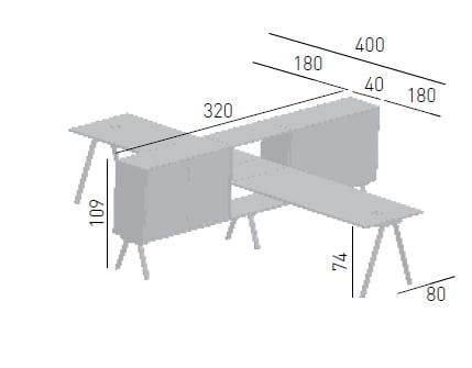 Множественный стол со встроенной полкой GABER WORKSTATION 2027 X VERSION ARCH-00099603 - Вид №2