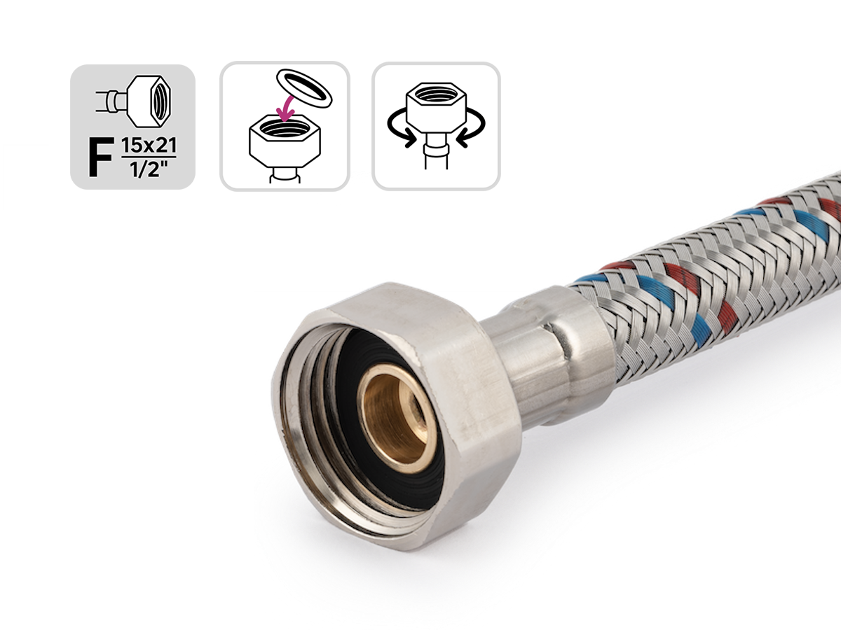 Гибкая подводка Equation для воды 1/2" 200 см - надежное подключение сантехники 82661663 STLM-0033144 - Вид №2