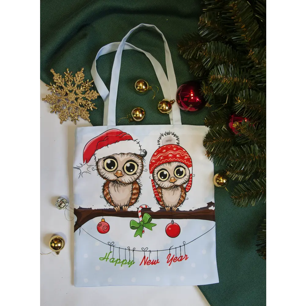 Сумка шоппер Совы 40x35 см белая SEASONS STLM-2084525 - Вид №2