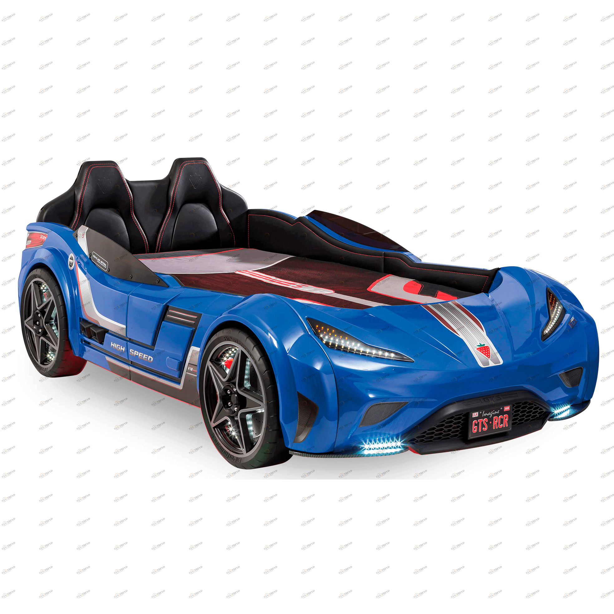 Кровать-машина с подсветкой 100х190 см синяя GTS CILEK  00-3832327 Синий Santreyd 