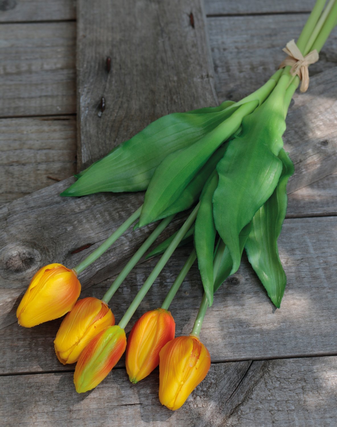 2952 334 a3 Искусственный букет тюльпанов, 5-кратный, 37 см, оранжевый H-andreas  - Вид №2