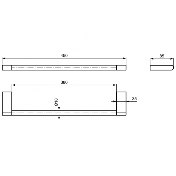N1386AA Полотенцедержатель 450 мм Ideal Standard CONNECT - Вид №3