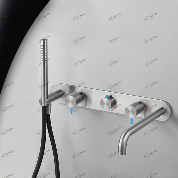 Смеситель для ванны матовая сталь с синей ручкой Toki Radomonte TKI52SCIL26