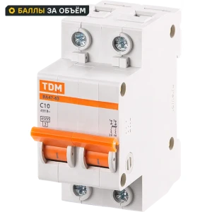 Автоматический выключатель TDM Electric ВА47-63 2P C20 А 4.5 кА SQ0218-0027 84399476 STLM-2141580