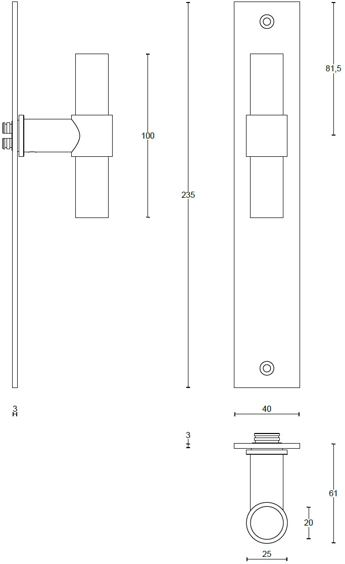 Formani Ручка из нержавеющей стали с матовым покрытием на пластине One Pbt20p236sfc - Вид №1