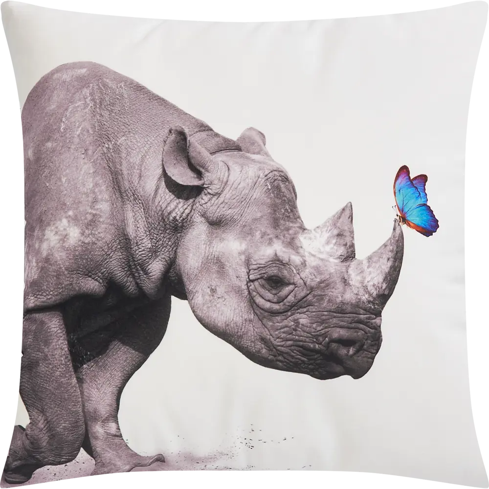 Декоративная подушка Seasons Носорог 40x40 см цвет черно-белый STLM-2019215