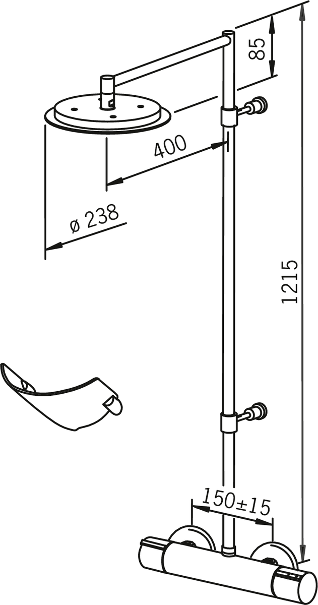 Oras 2890U Смеситель с верхним душем rain shower 2890U Cubista Хром  - Вид №3