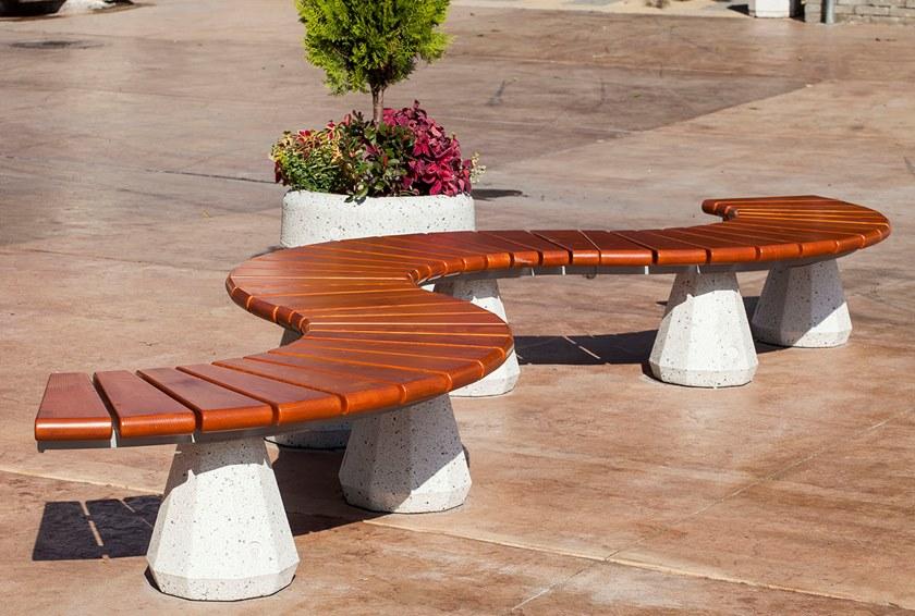 ENCHO ENCHEV - ETE Модульная изогнутая скамья из дерева и бетона  156  - Вид №2