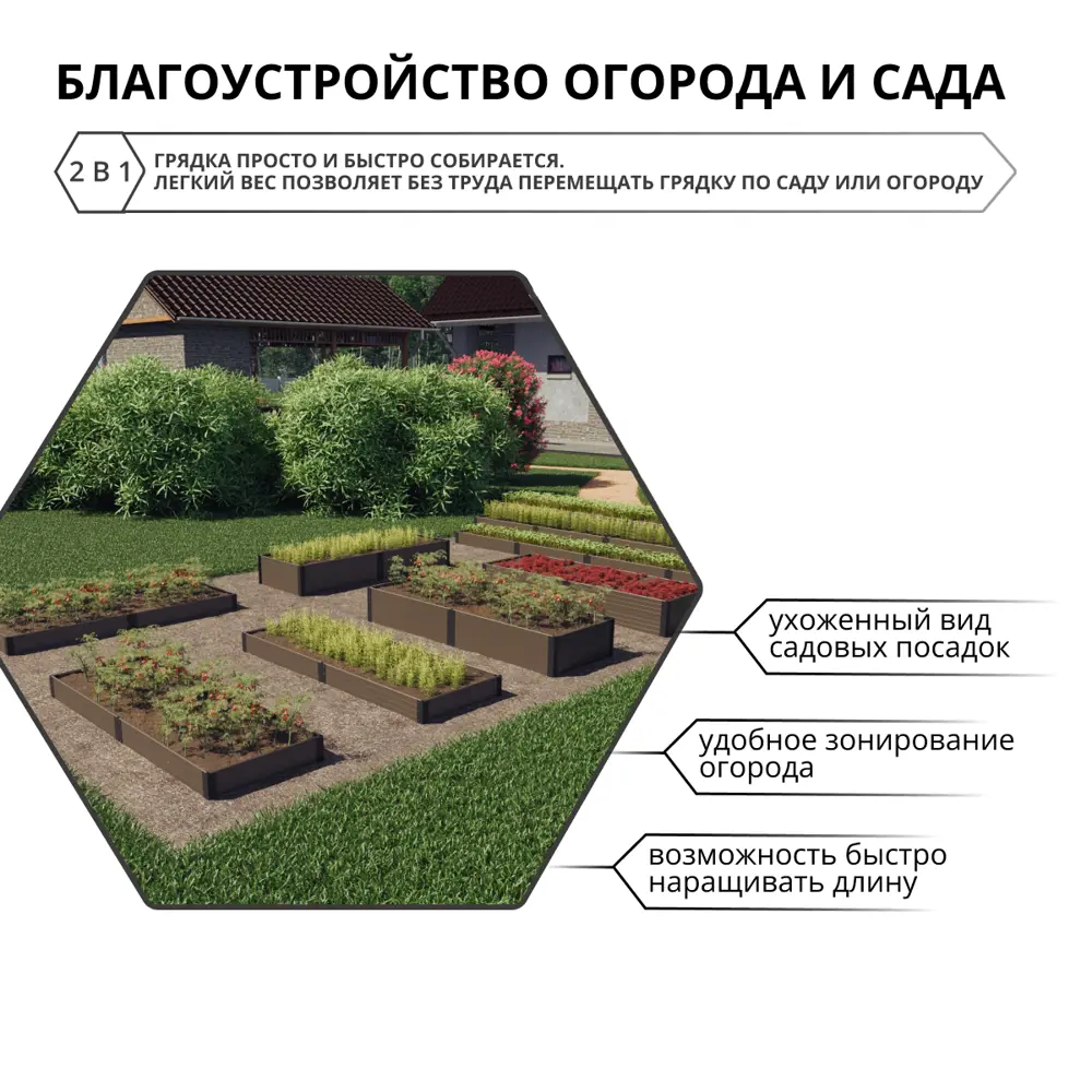 Грядка садовая Gidrolica 207x74x16 см цвет коричневый Santreyd STLM-2014838 - Вид №2