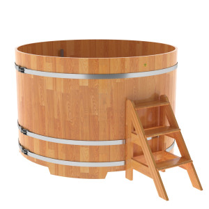 1559 Купель круглая из сращенных ламелей лиственницы d=1,80х1,2 натуральная Alyarus