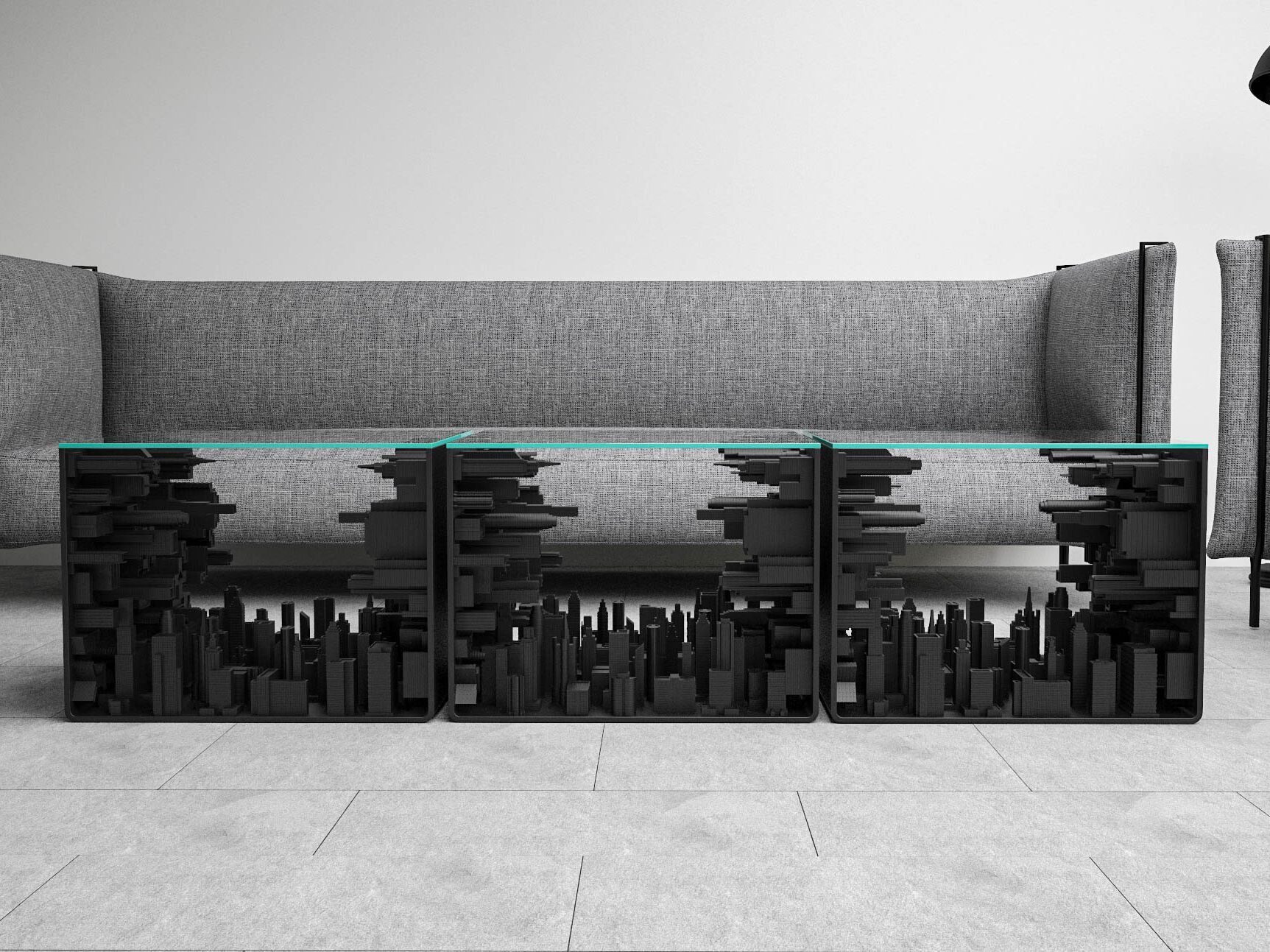 Деревянный и стеклянный квадратный журнальный столик LO Contemporary город ARCH-00100916 - Вид №3