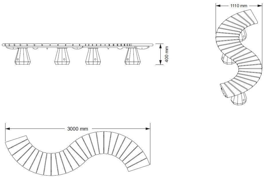 ENCHO ENCHEV - ETE Модульная изогнутая скамья из дерева и бетона  156  - Вид №5