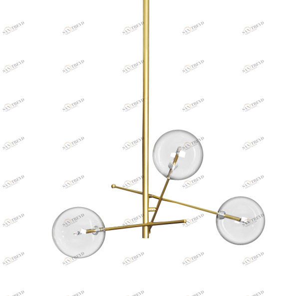 Светильник подвесной на 3 лампы 130х80 см золотой Globe Mobile 9307P-3A DELIGHT COLLECTION ДИЗАЙНЕРСКИЕ 00-3883143 Золото;прозрачный 