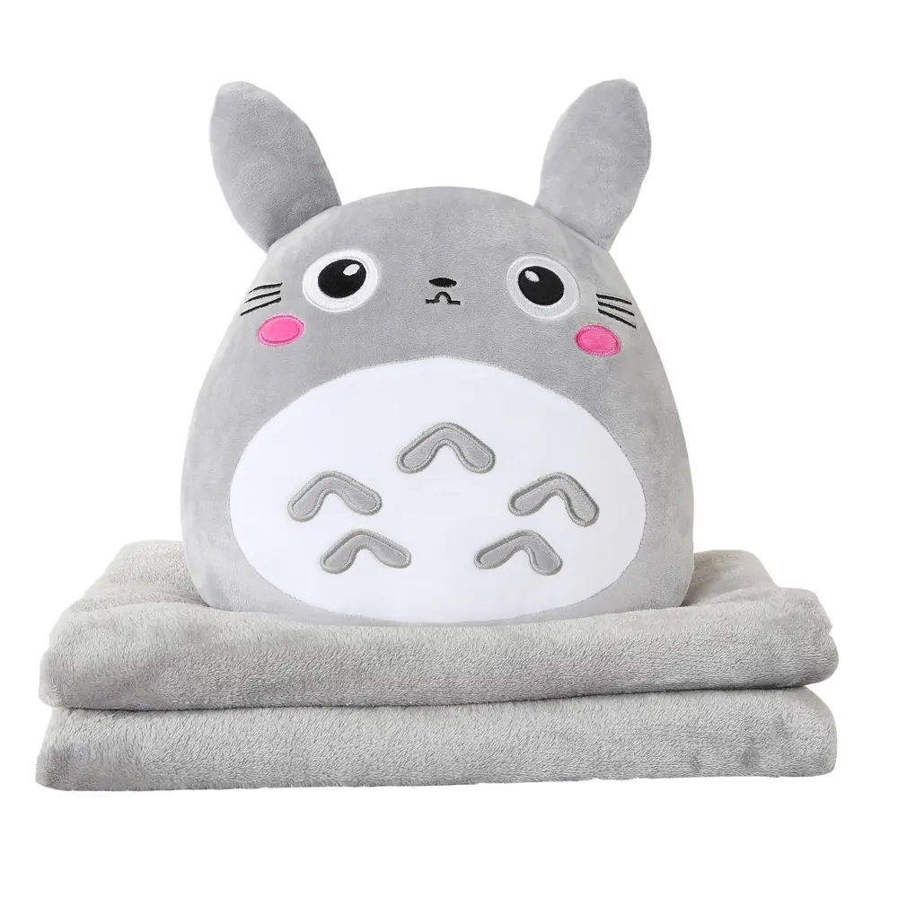 Плед с подушкой Тоторо 130x180 см велсофт цвет серый Santreyd STLM-2165978