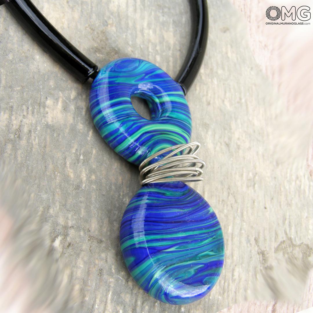 2264 ORIGINALMURANOGLASS Подвеска Malvasia из синего муранского стекла 55 см  - Вид №1