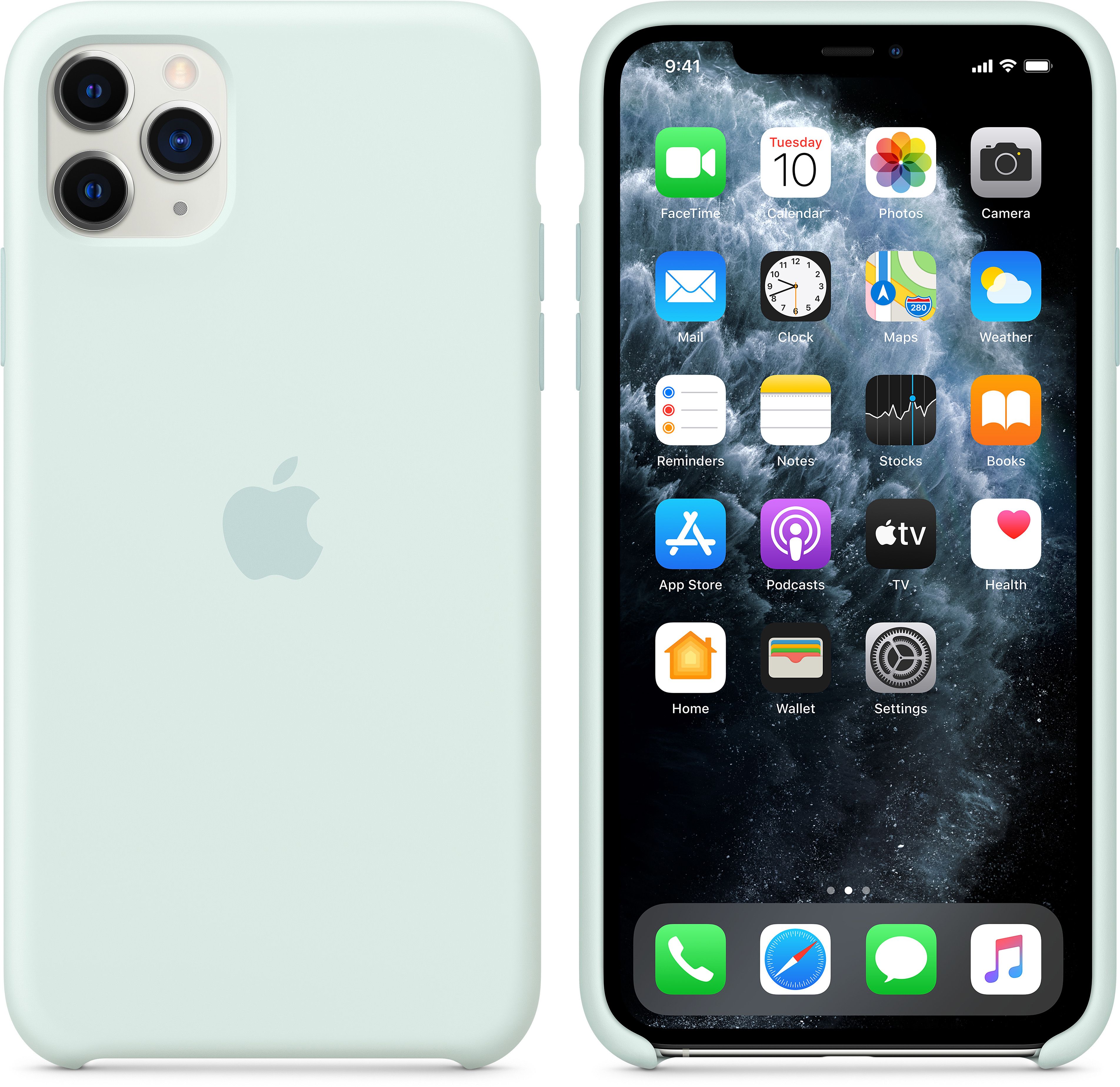 MY102ZM/A Iphone 11 pro max silicone case - seafoam Apple Santreyd  - Вид №5