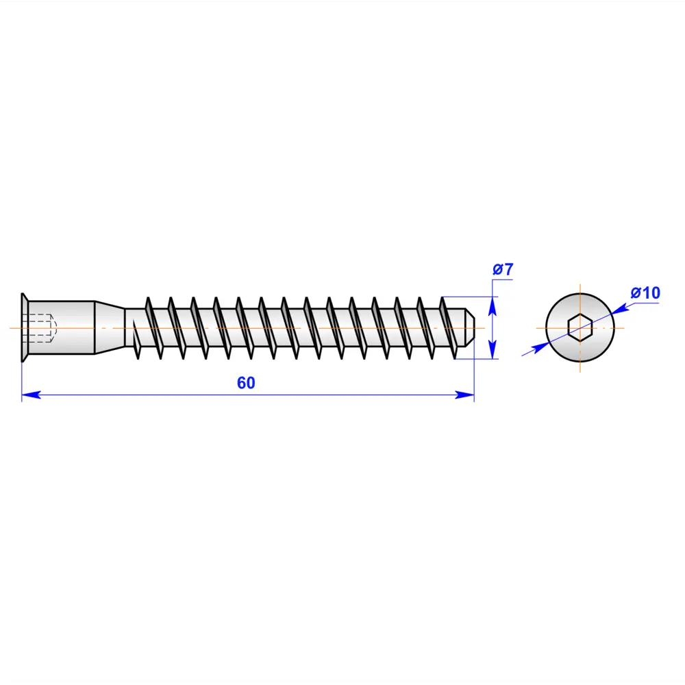 Конфирмат DIN 7541 7x60 мм сталь цвет цинк 8 шт Santreyd STLM-2086030 - Вид №1